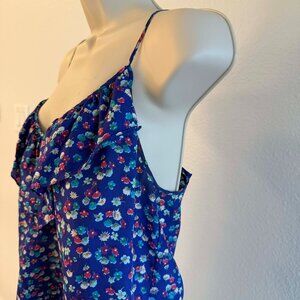 Rebecca Taylor 100% Silk Floral Camisole / Bohemian Ruffle Top (Size 2)